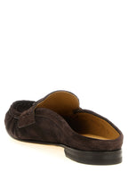 Brown Calfskin Scrunch Sabot Loafers