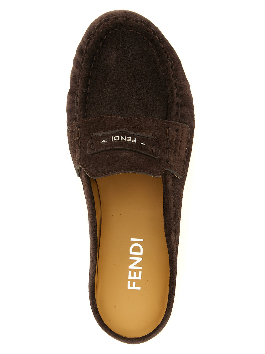Brown Calfskin Scrunch Sabot Loafers