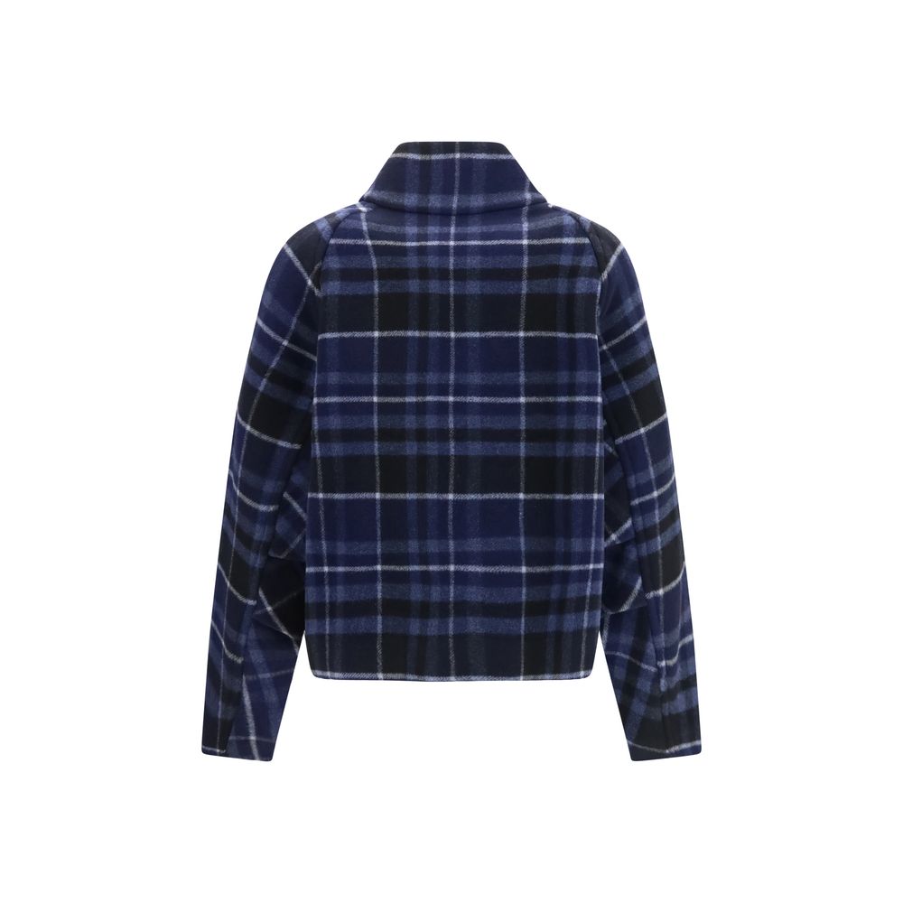Wool-Blend Check Caban Jacket