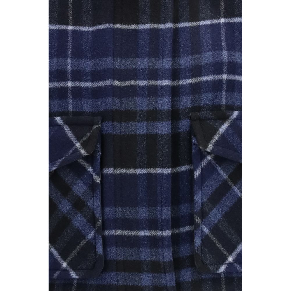 Wool-Blend Check Caban Jacket