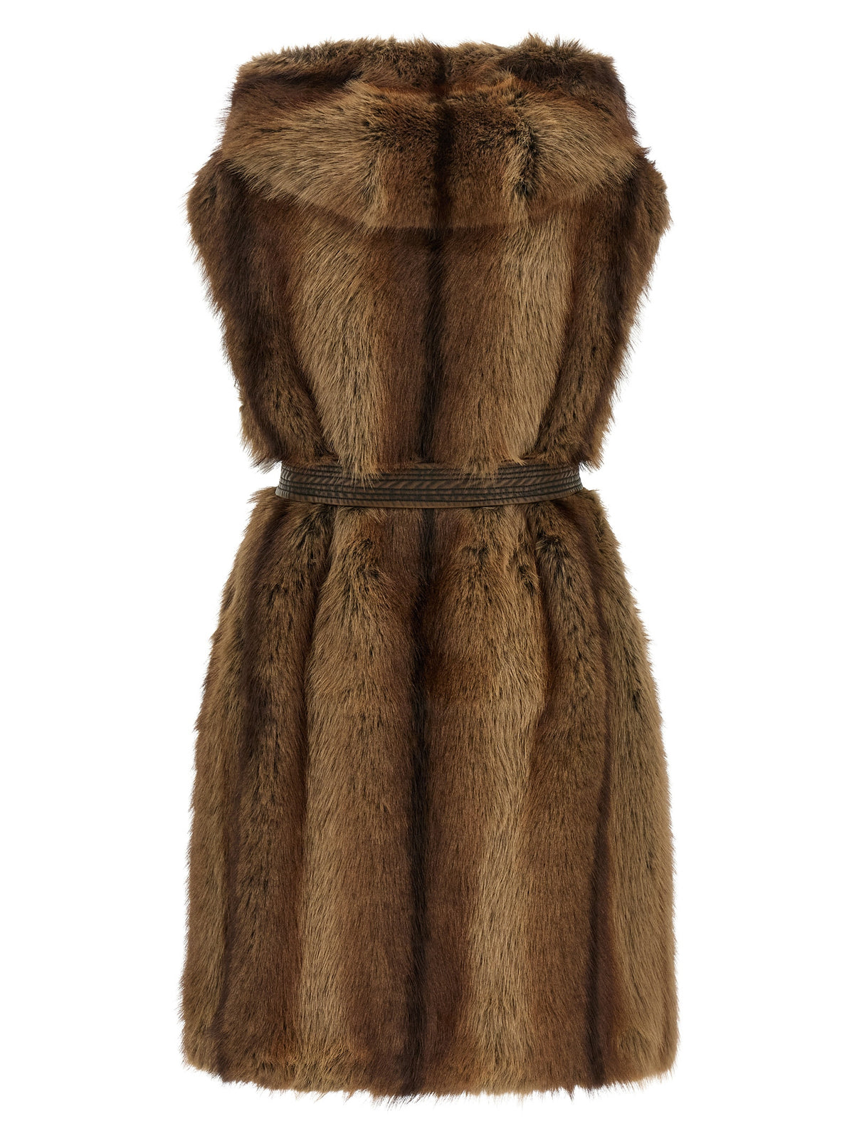 Galearis Brown Polyester Sleeveless Vest