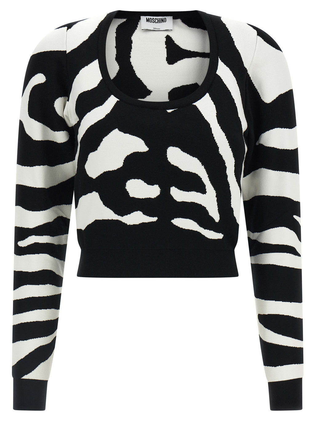 Viscose Zebra-Print Cropped Cardigan