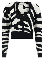 Viscose Zebra-Print Cropped Cardigan