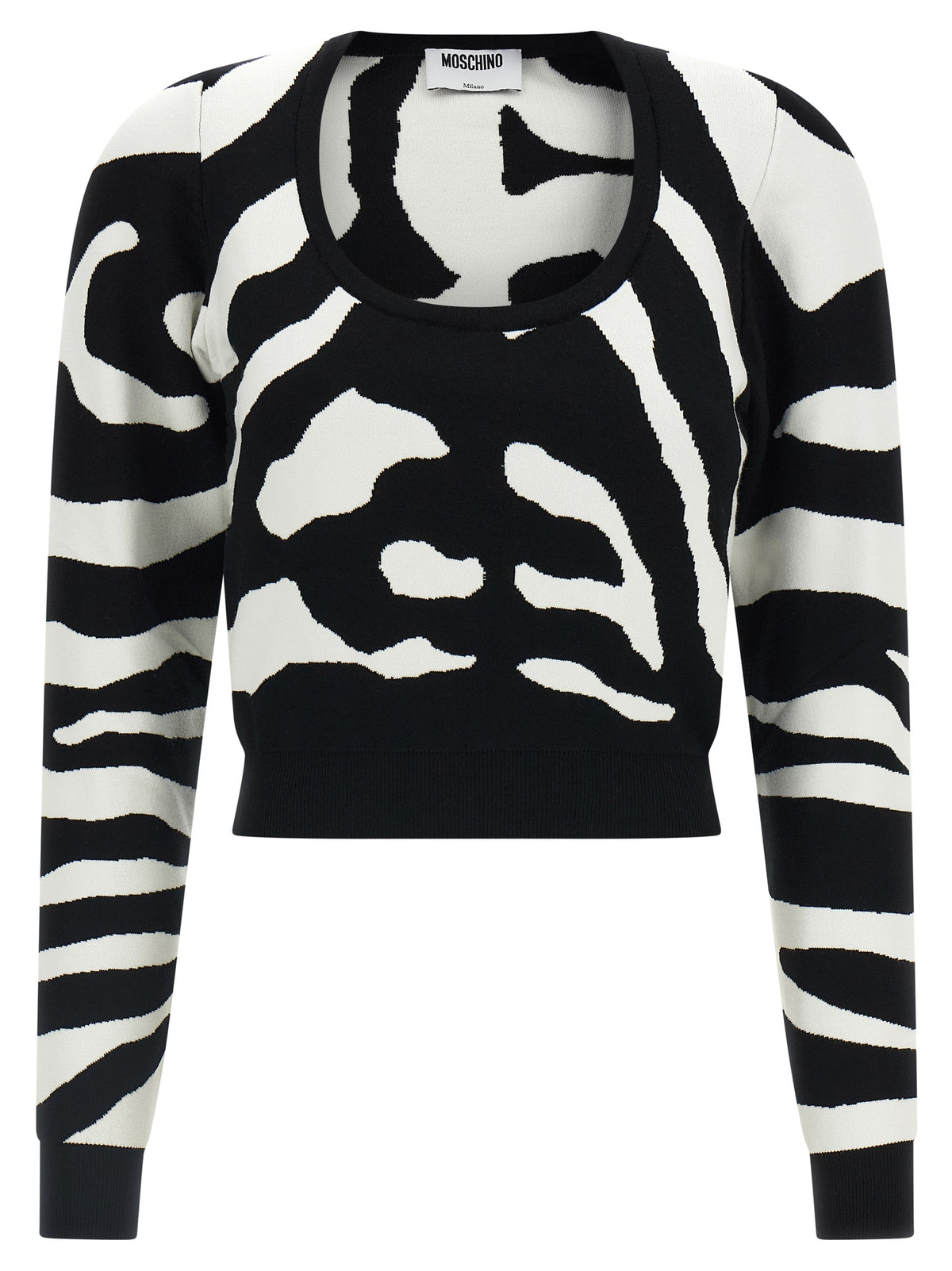 Viscose Zebra-Print Cropped Cardigan