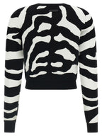 Viscose Zebra-Print Cropped Cardigan