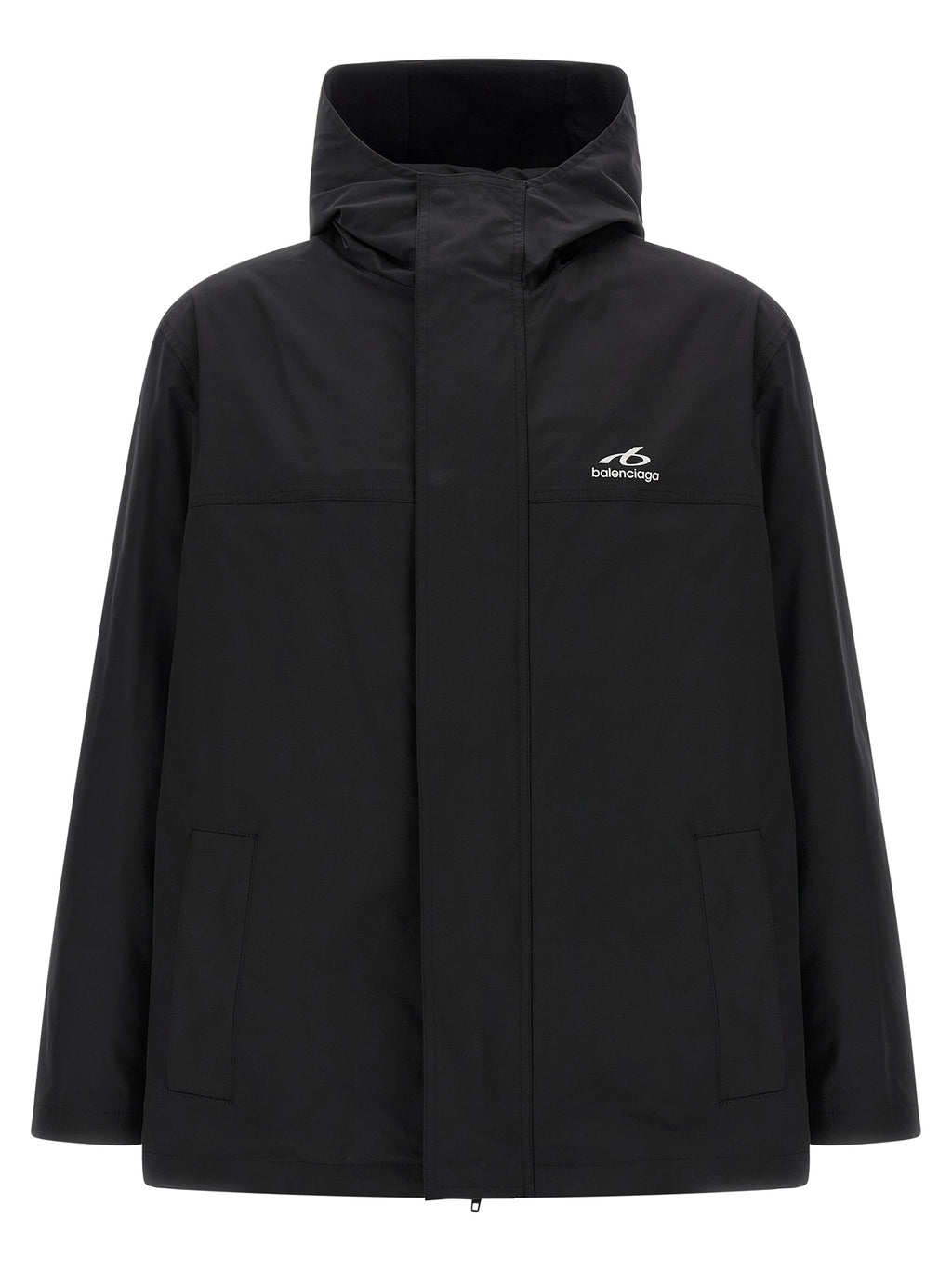 Black Polyester Techwear Windbreaker