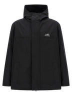 Black Polyester Techwear Windbreaker