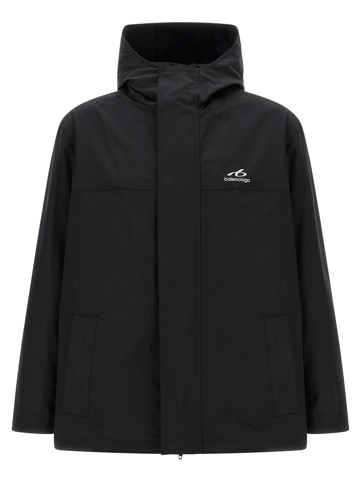 Black Polyester Techwear Windbreaker