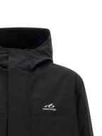 Black Polyester Techwear Windbreaker