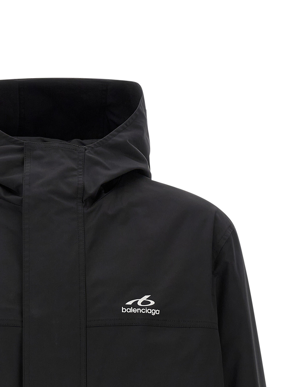 Black Polyester Techwear Windbreaker