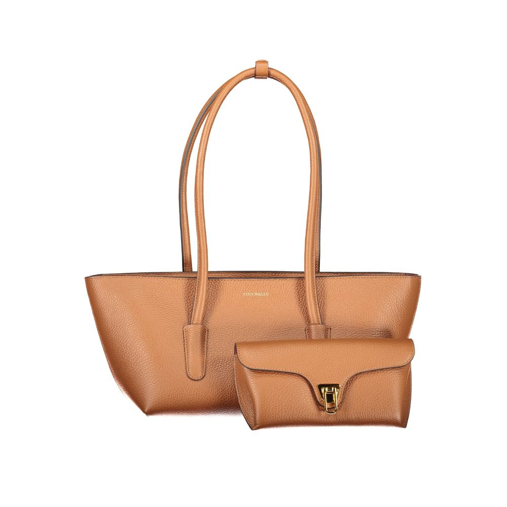 Brown Leather Double Beat Bag