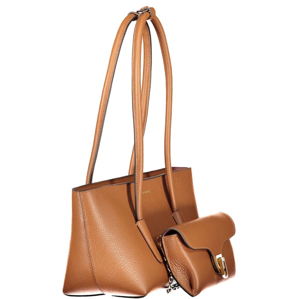 Brown Leather Double Beat Bag