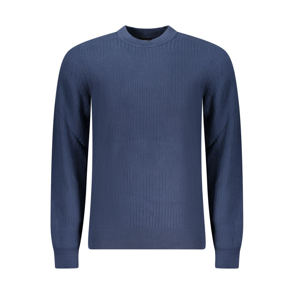 Blue Cotton Long‑Sleeve Crewneck Sweatshirt