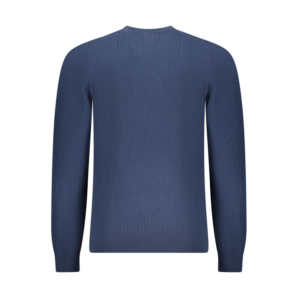 Blue Cotton Long‑Sleeve Crewneck Sweatshirt