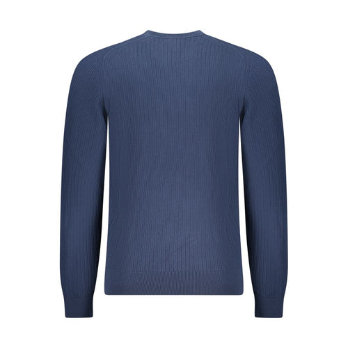 Blue Cotton Long‑Sleeve Crewneck Sweatshirt
