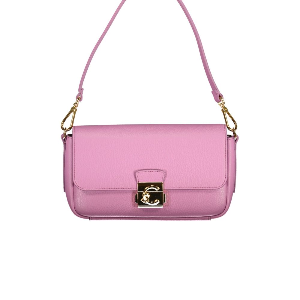 Purple Leather Lock Bag