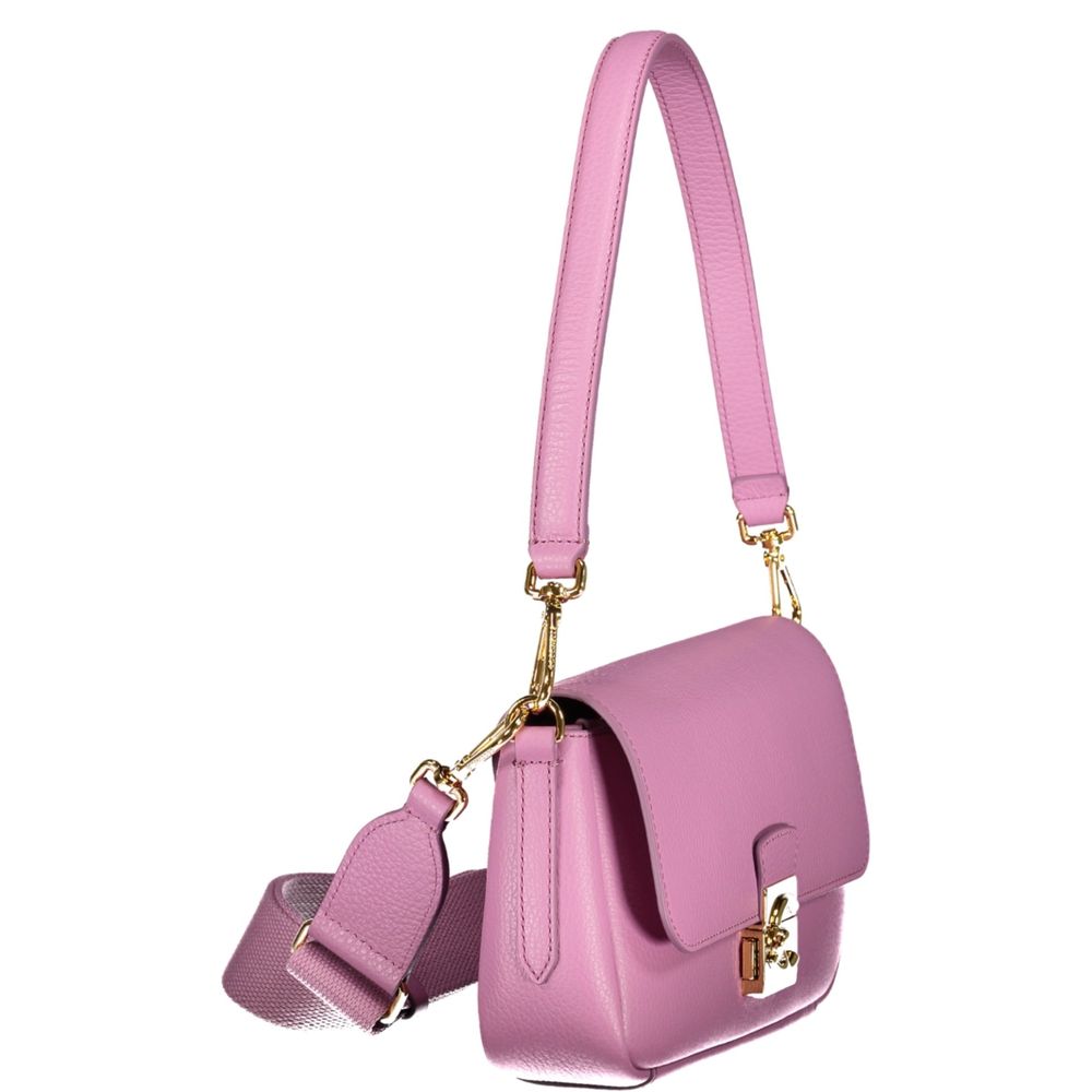 Purple Leather Lock Bag