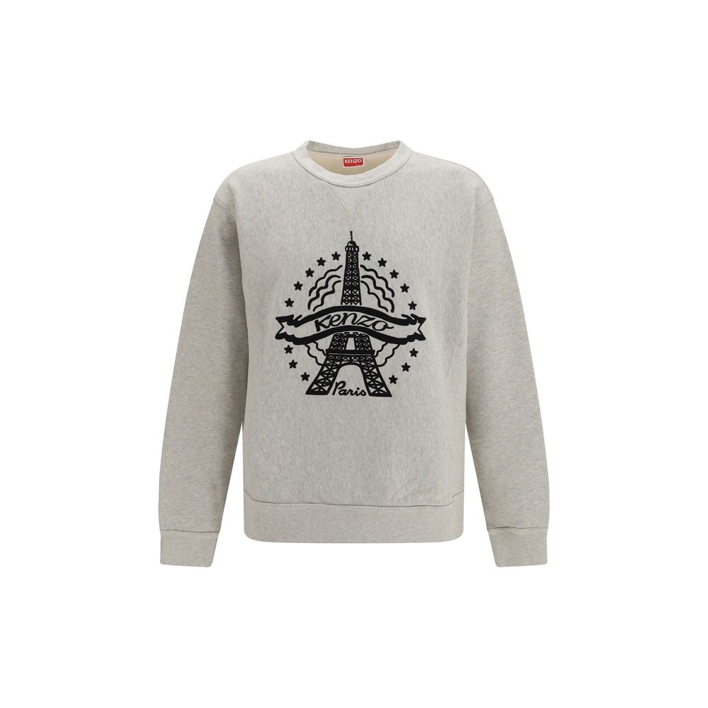 Gray Cotton Sweatshirt Eiffel Tower Design