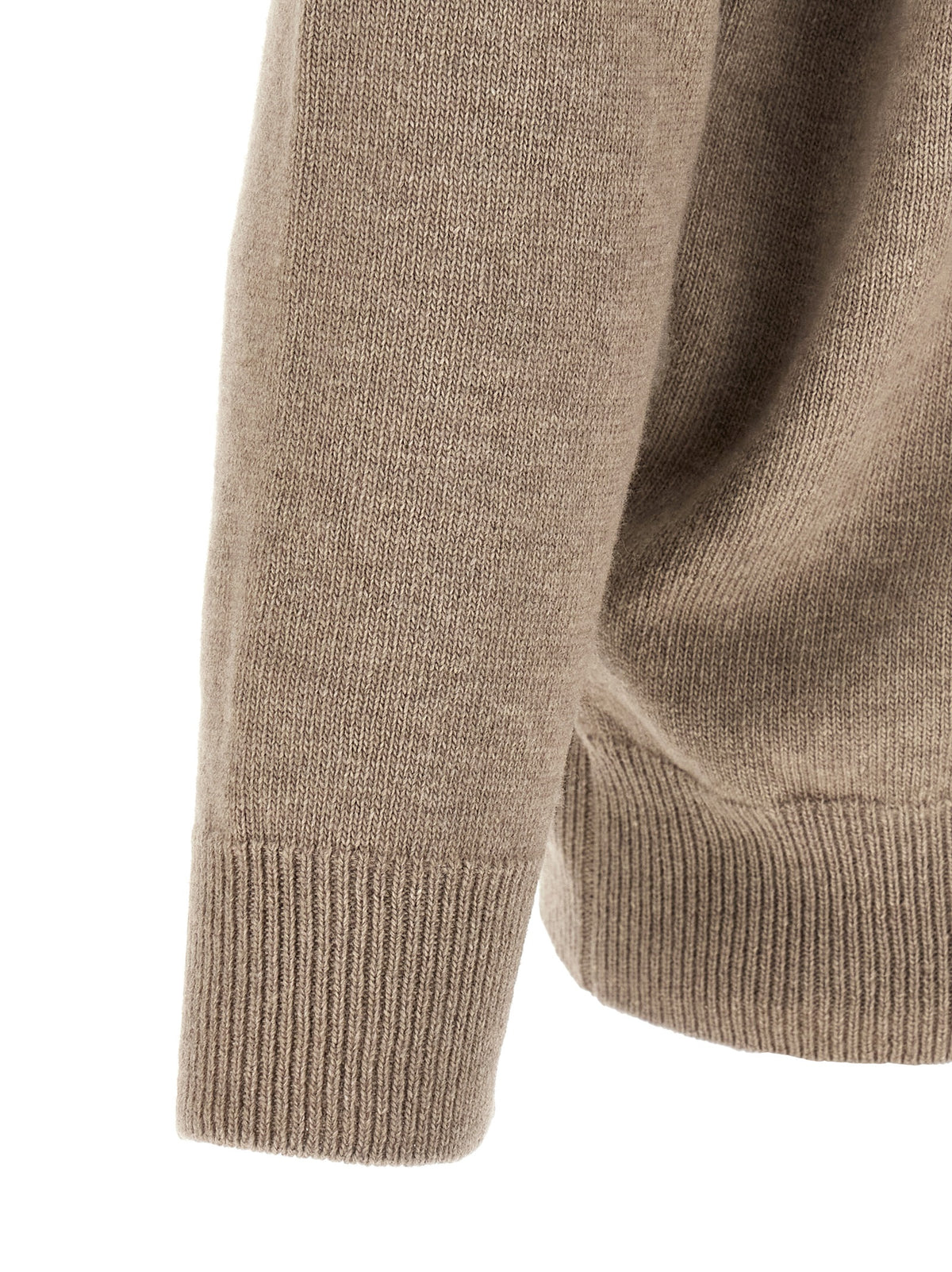Beige Wool Turtleneck Cardigan