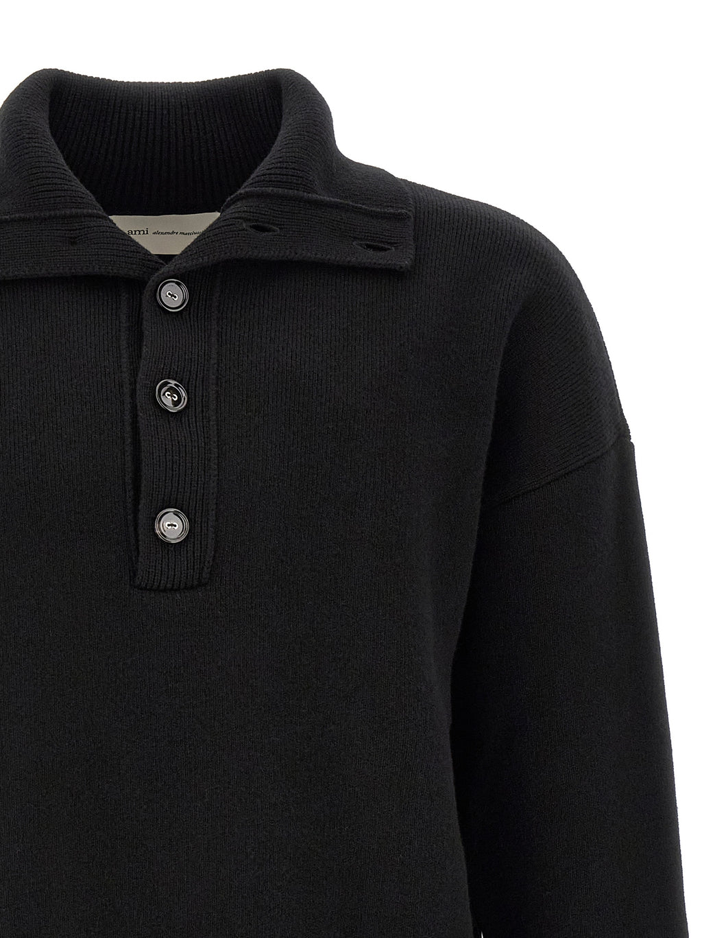 Wool High-Neck Cardigan
