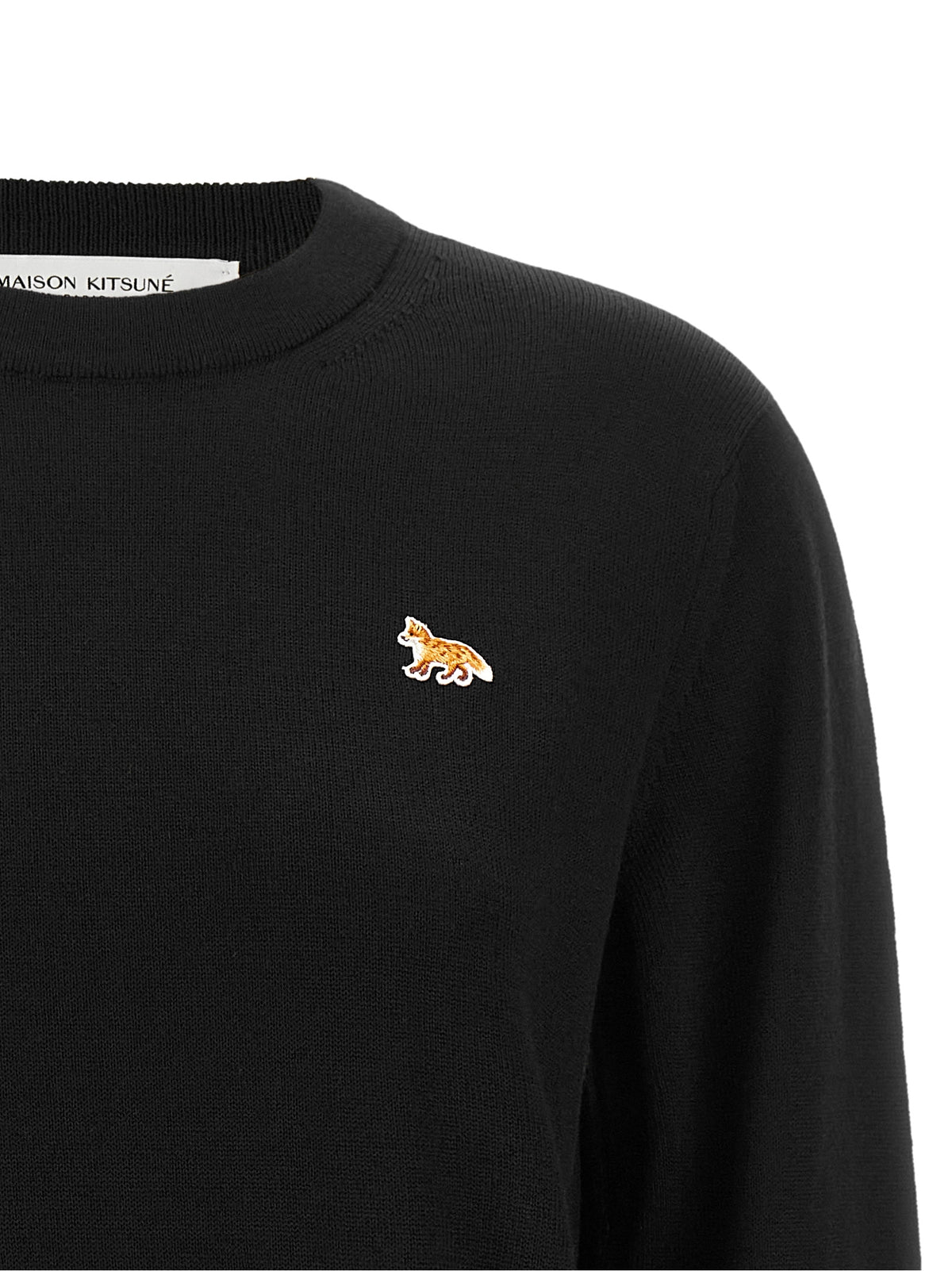 Black Merino Wool Crew Neck Sweater