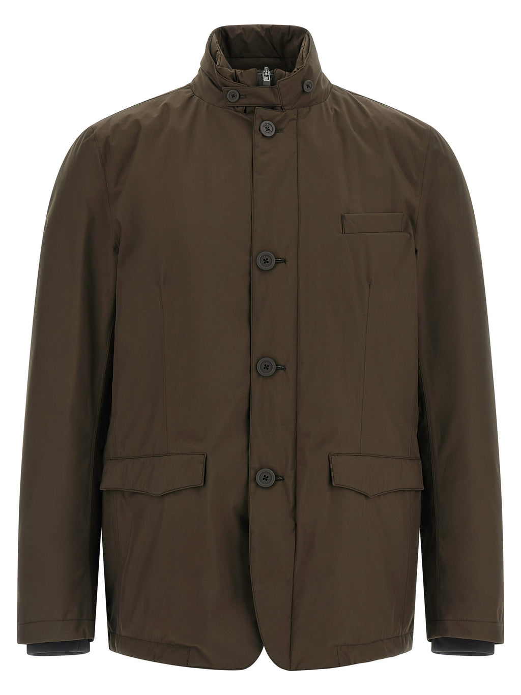 Rich Brown Polyester Full-Length Jacket
