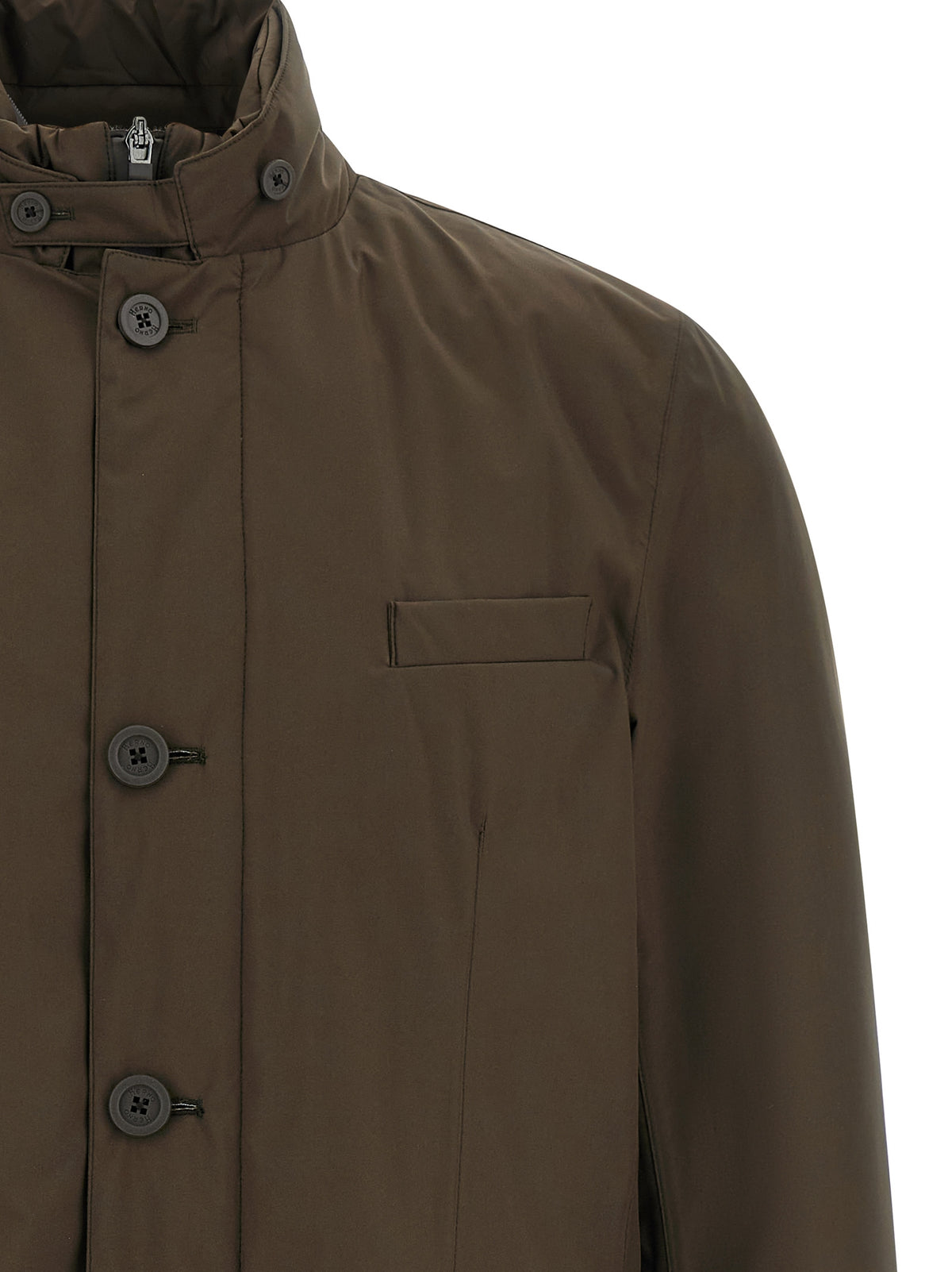 Rich Brown Polyester Full-Length Jacket