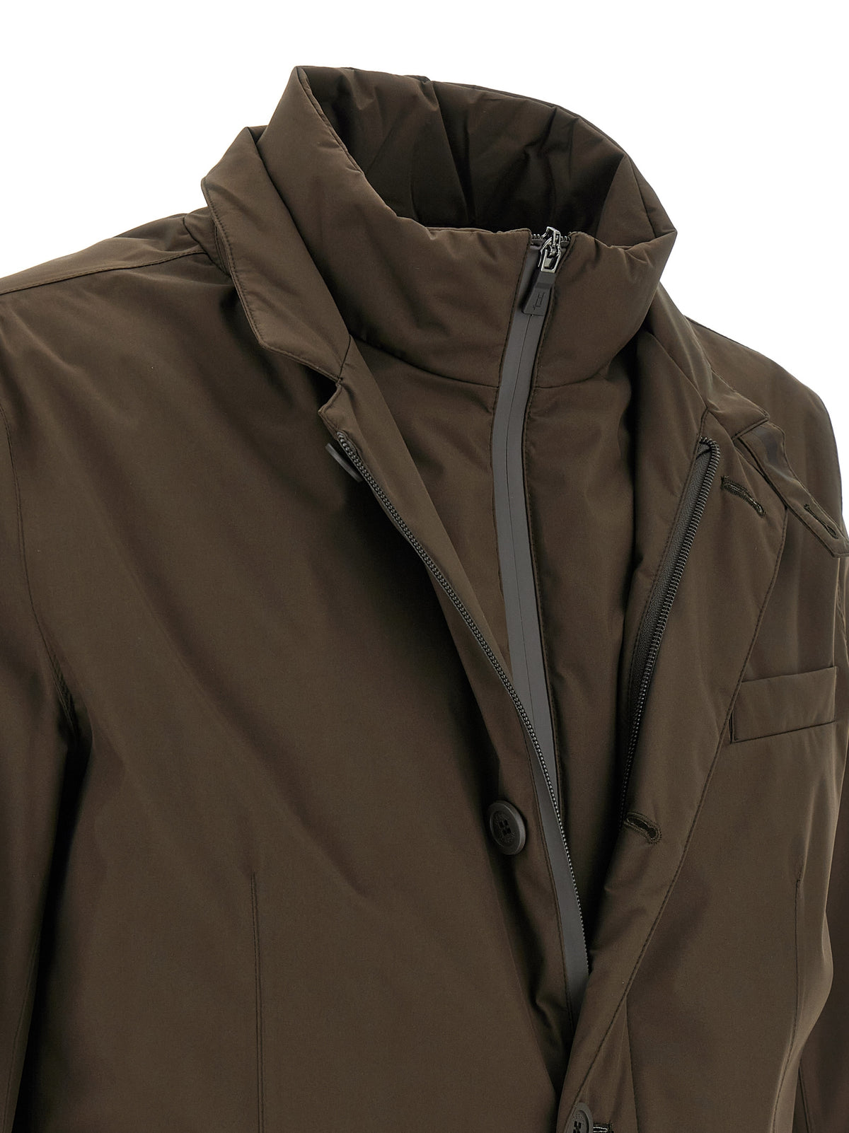 Rich Brown Polyester Full-Length Jacket