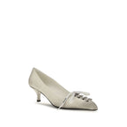 White Calfskin Lace-Up Pumps