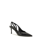 Crocodile‑Effect Leather Slingback Pumps