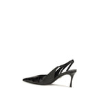 Crocodile‑Effect Leather Slingback Pumps