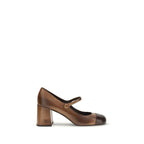 Dark Brown Calfskin Mary Jane Ballet Flats