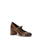Dark Brown Calfskin Mary Jane Ballet Flats