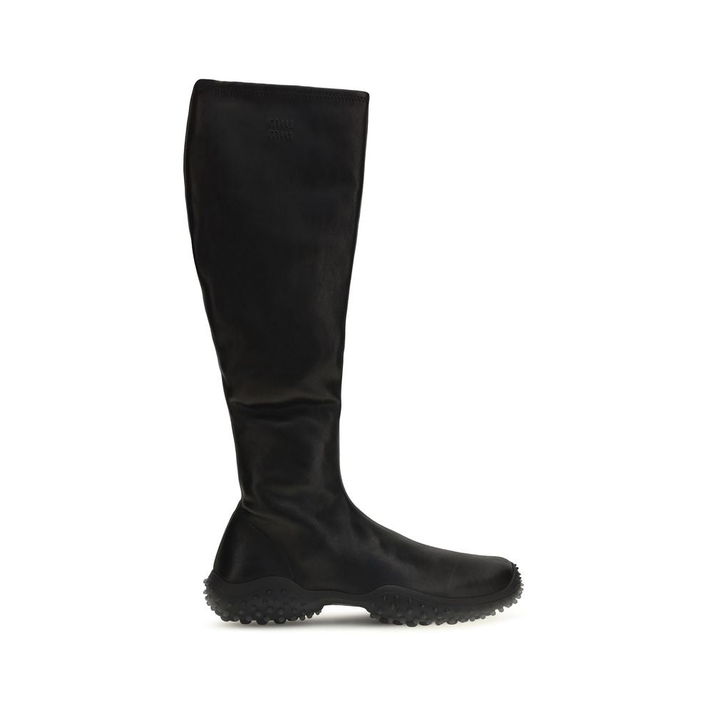 Stretch Nappa Leather Ankle Boots