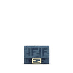 Compact Blue Cotton Trifold Wallet