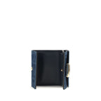 Compact Blue Cotton Trifold Wallet