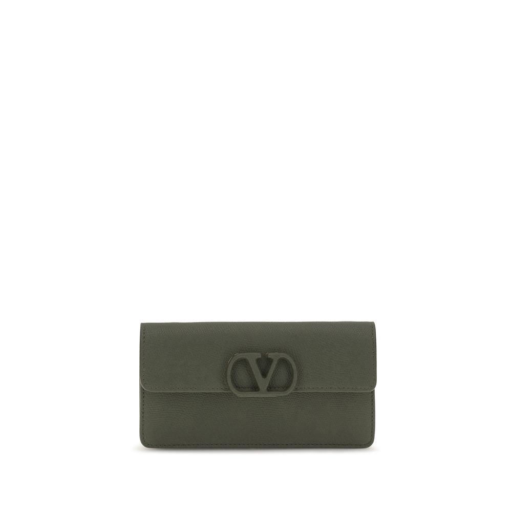Grainy Calfskin Chain Wallet