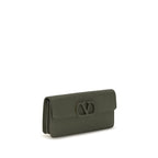 Grainy Calfskin Chain Wallet