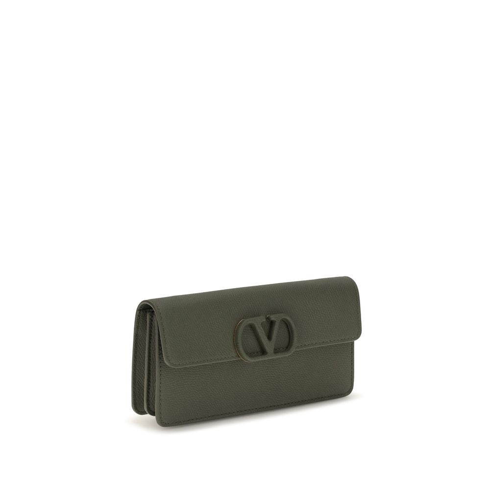 Grainy Calfskin Chain Wallet
