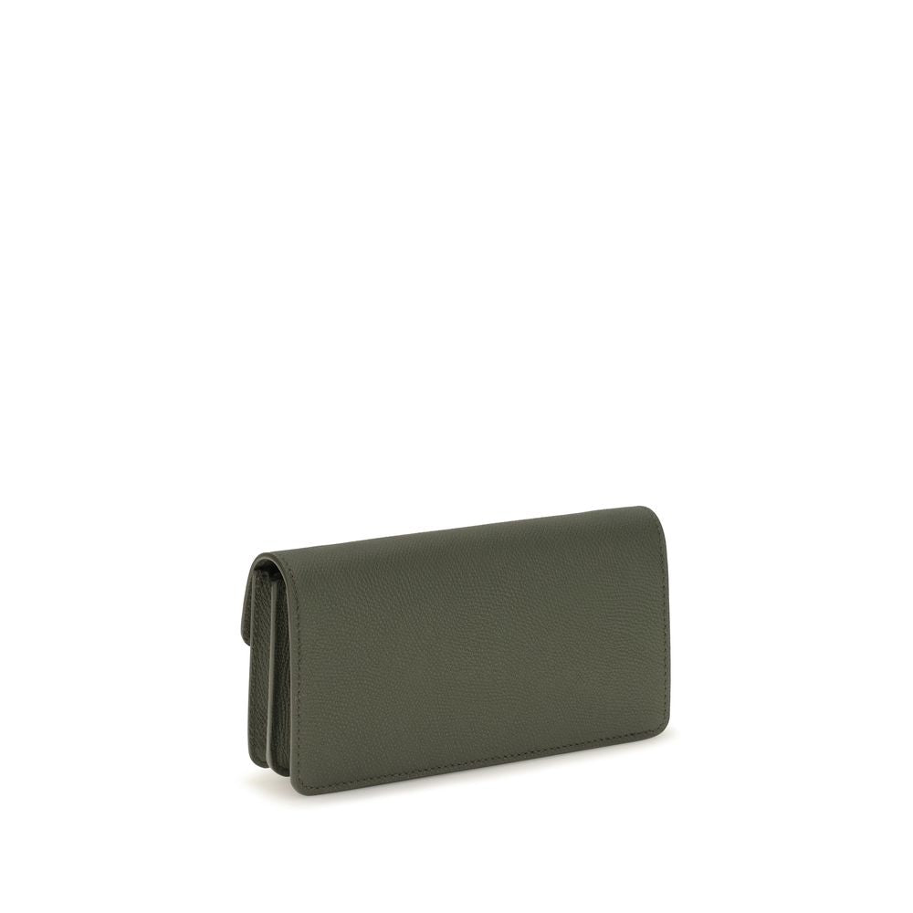 Grainy Calfskin Chain Wallet
