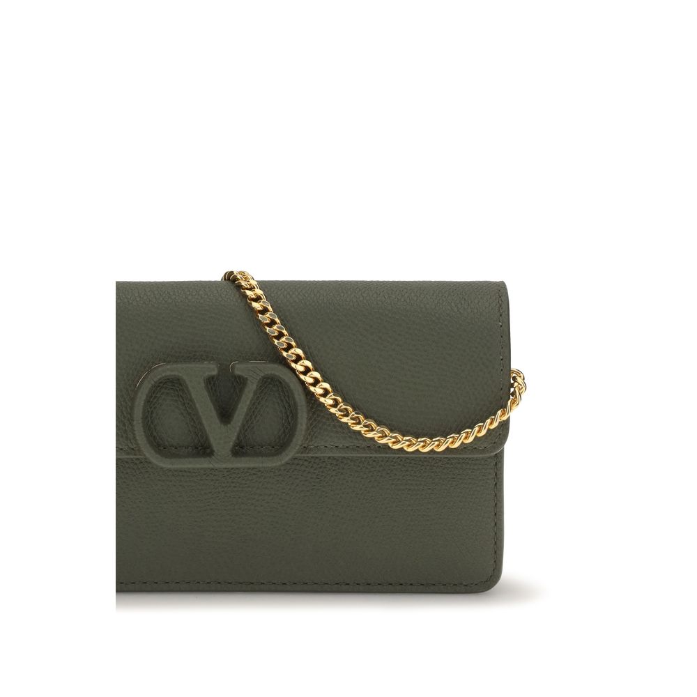 Grainy Calfskin Chain Wallet