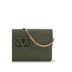 Grainy Calfskin Chain Wallet