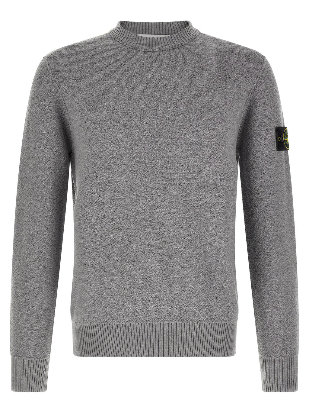 Gray Virgin Wool Crew Neck Cardigan