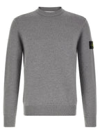 Gray Virgin Wool Crew Neck Cardigan