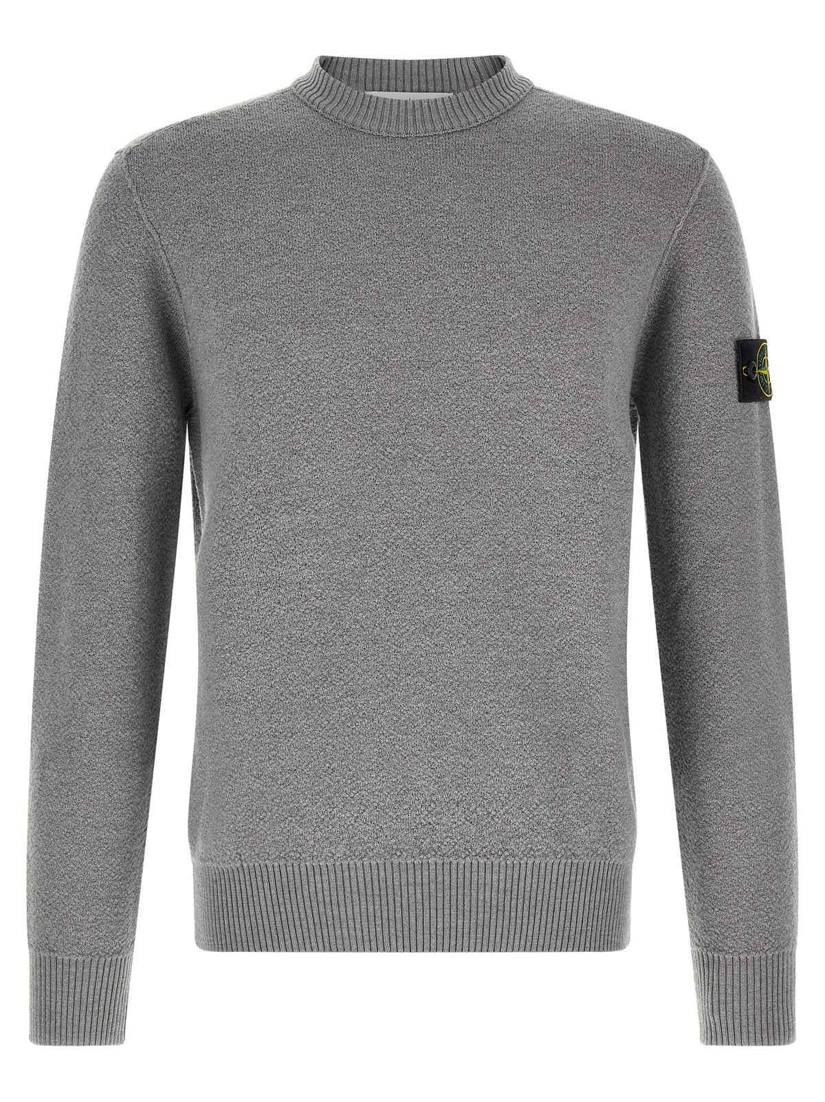 Gray Virgin Wool Crew Neck Cardigan