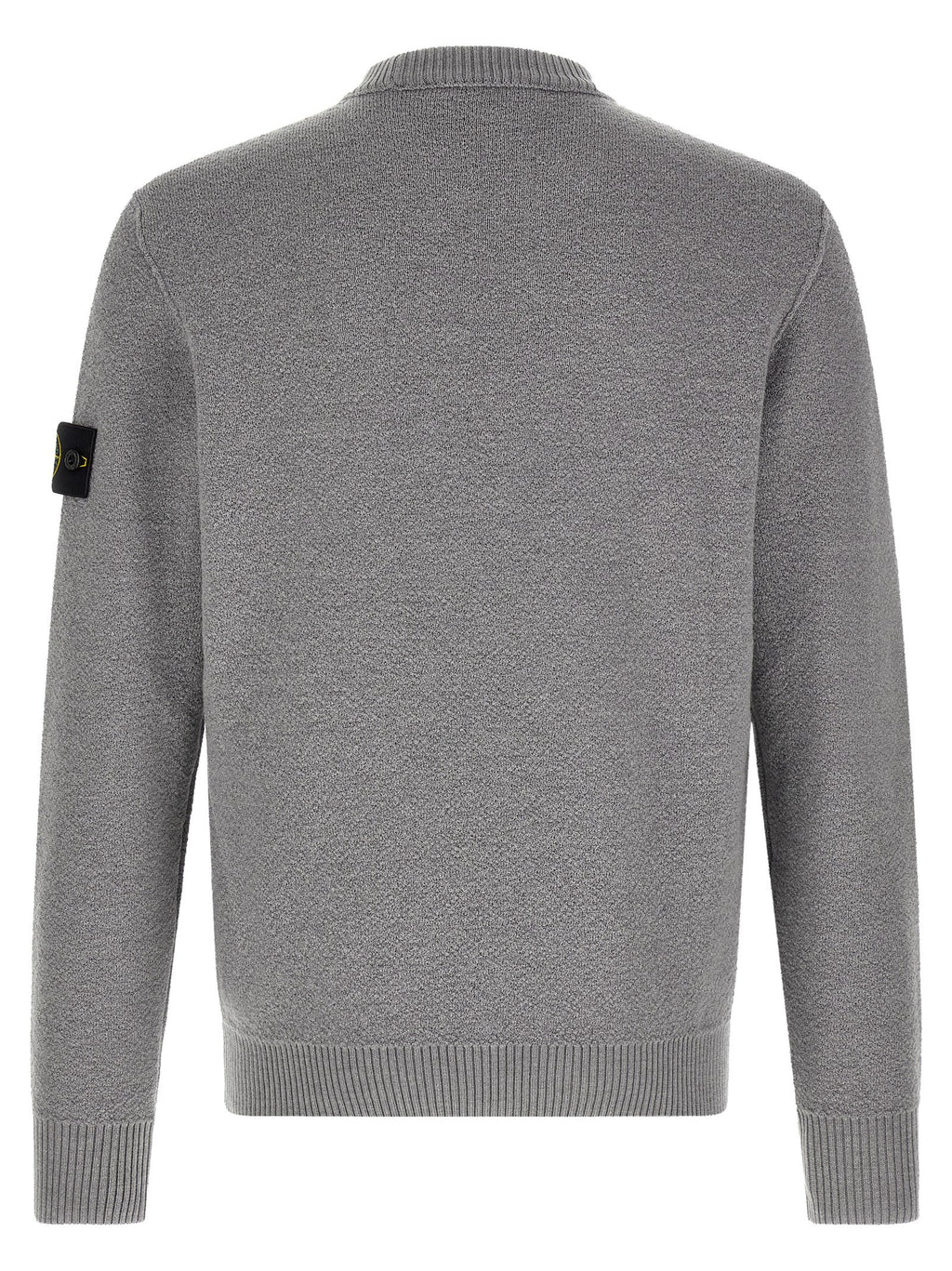Gray Virgin Wool Crew Neck Cardigan