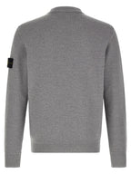 Gray Virgin Wool Crew Neck Cardigan