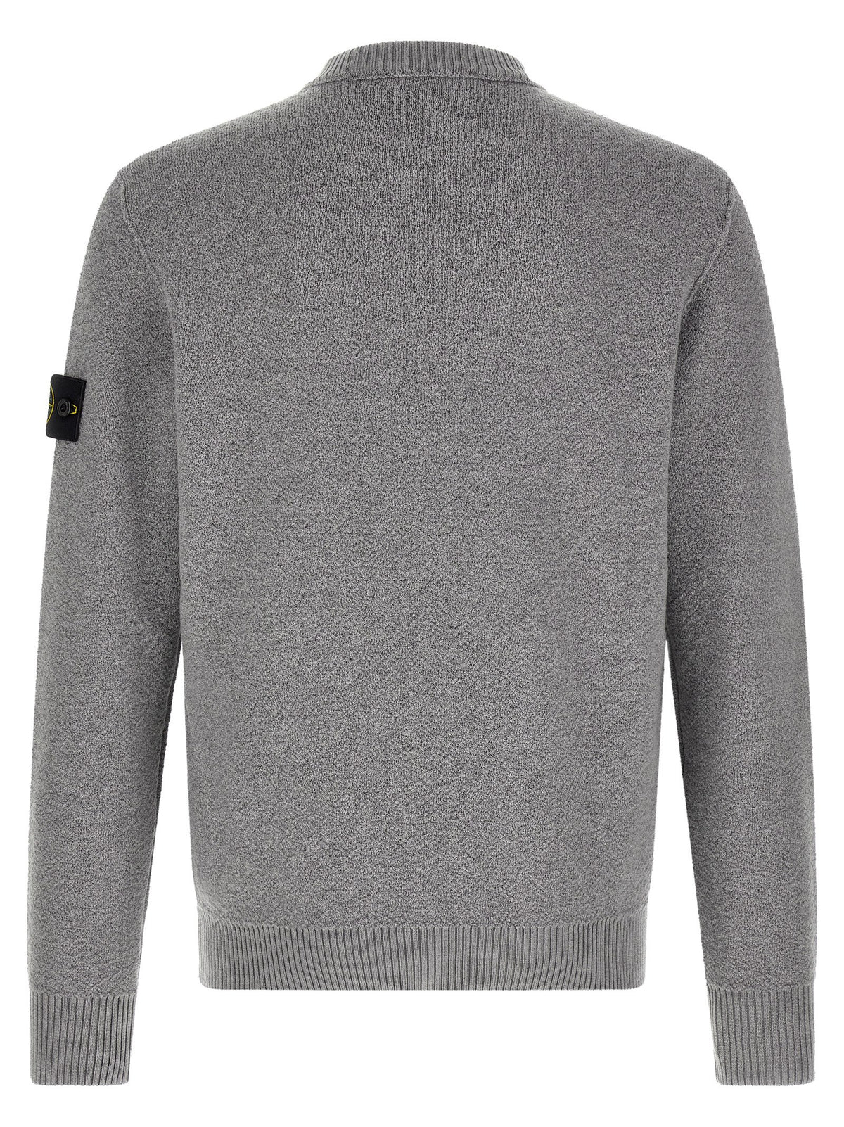 Gray Virgin Wool Crew Neck Cardigan