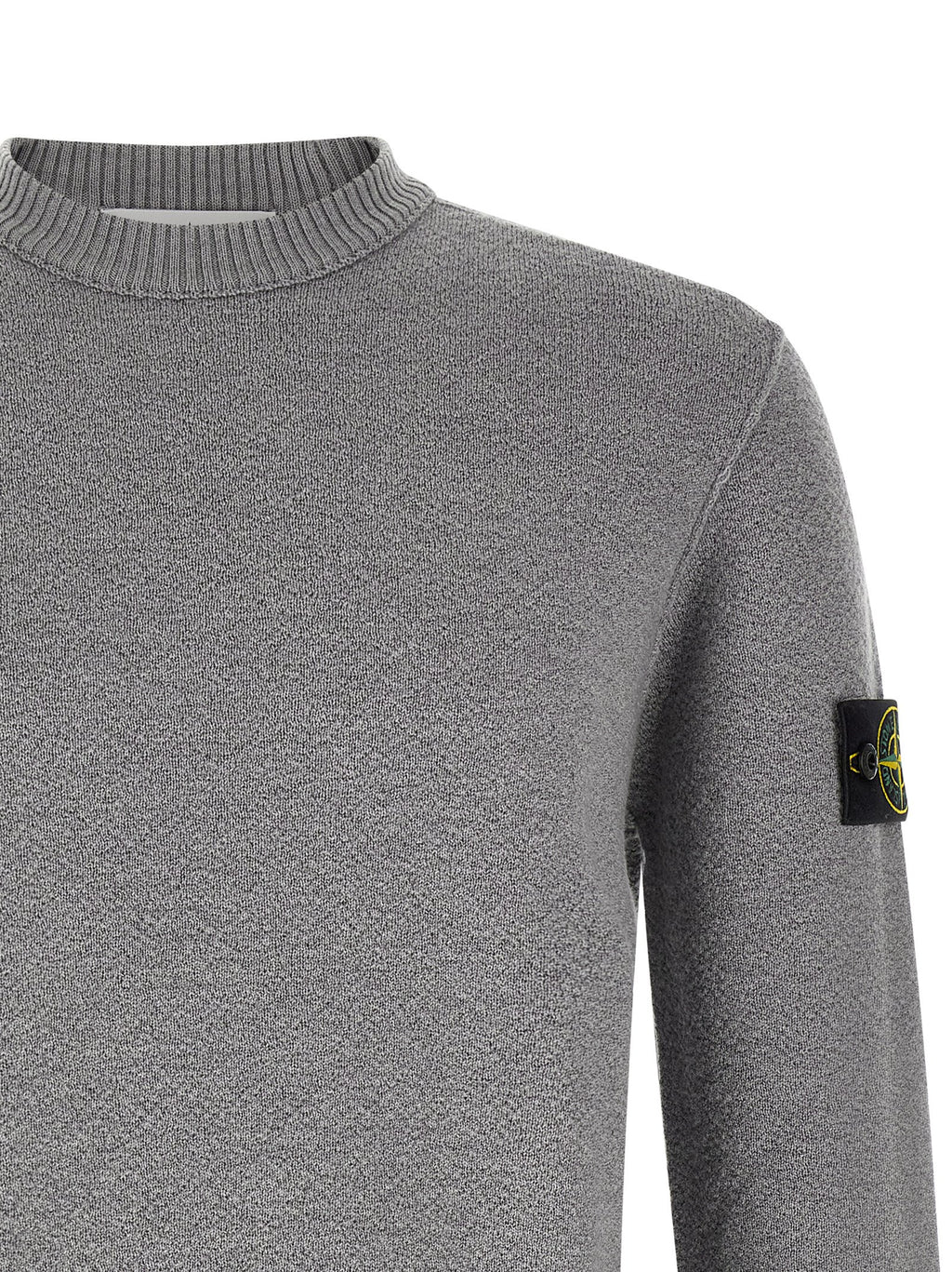 Gray Virgin Wool Crew Neck Cardigan