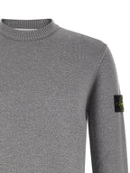 Gray Virgin Wool Crew Neck Cardigan